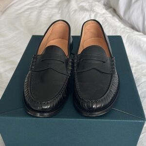 J. Crew Black Leather Slip-On Loafers